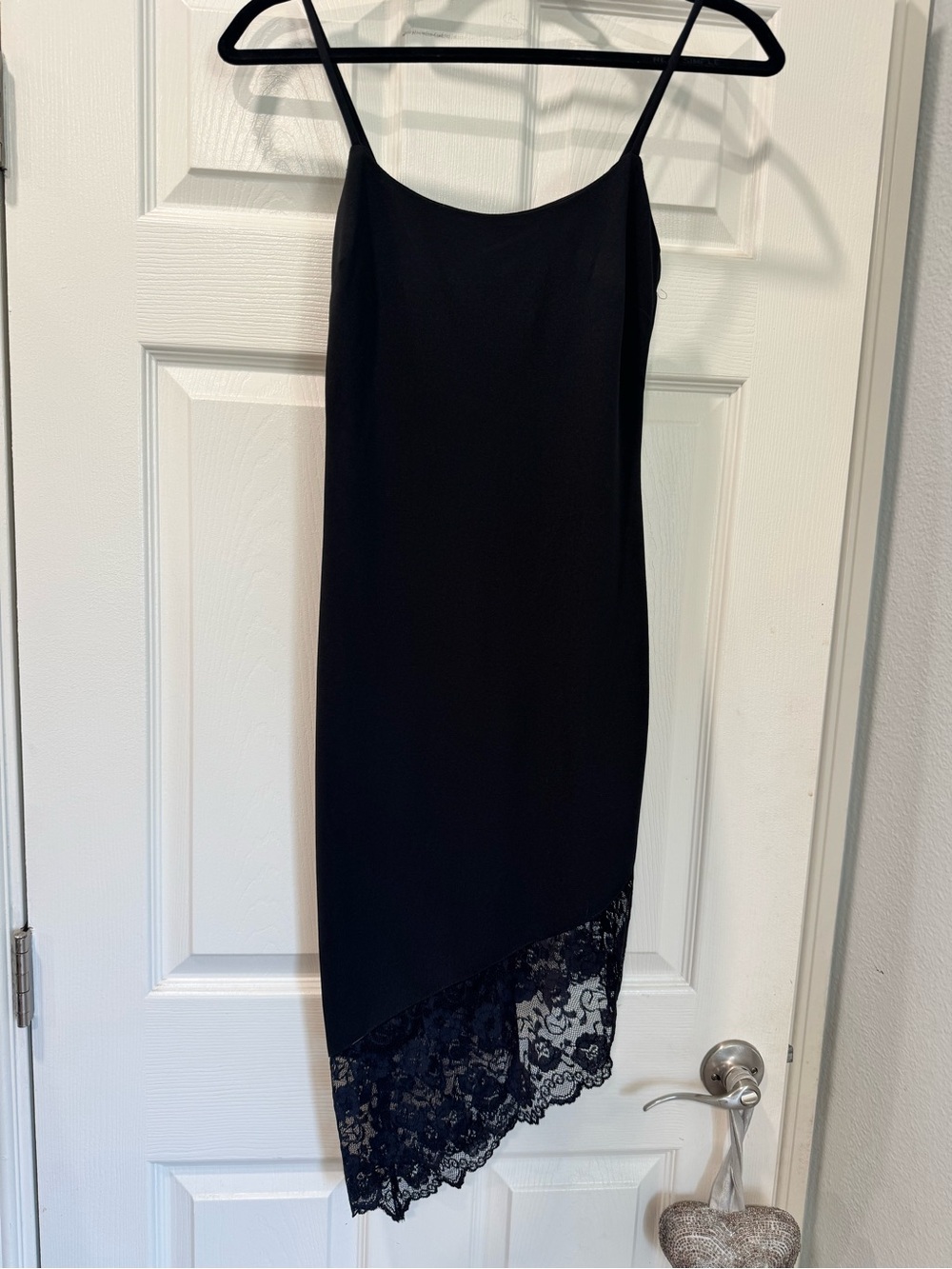 NWT- NEXT/UP- Black Slip Dress with Lace Hem
